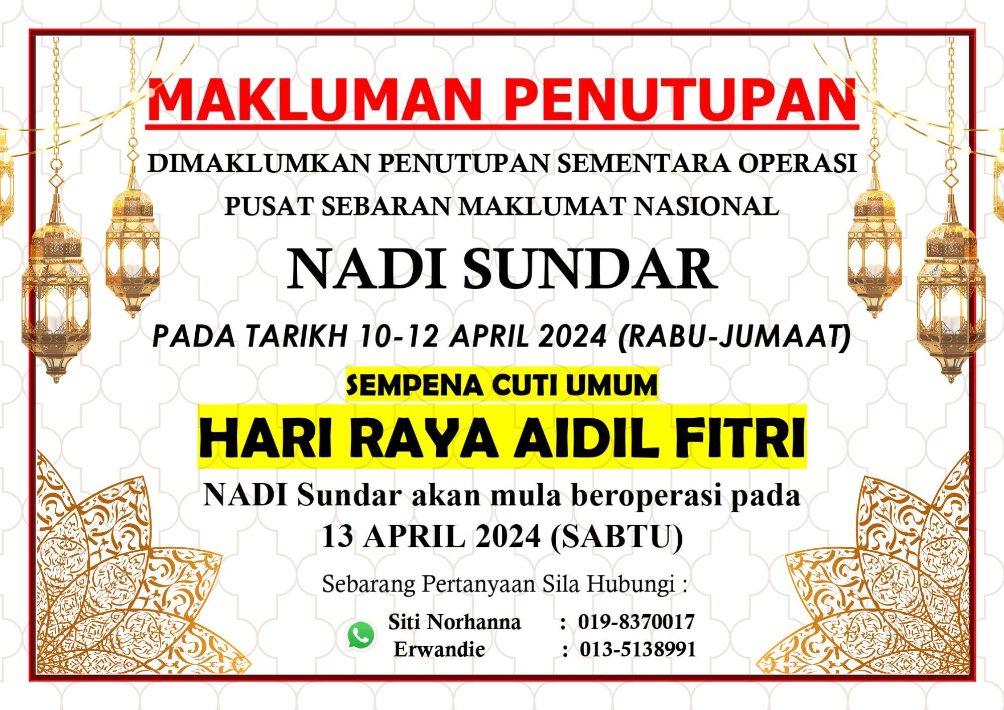 MAKLUMAN PENUTUPAN 1